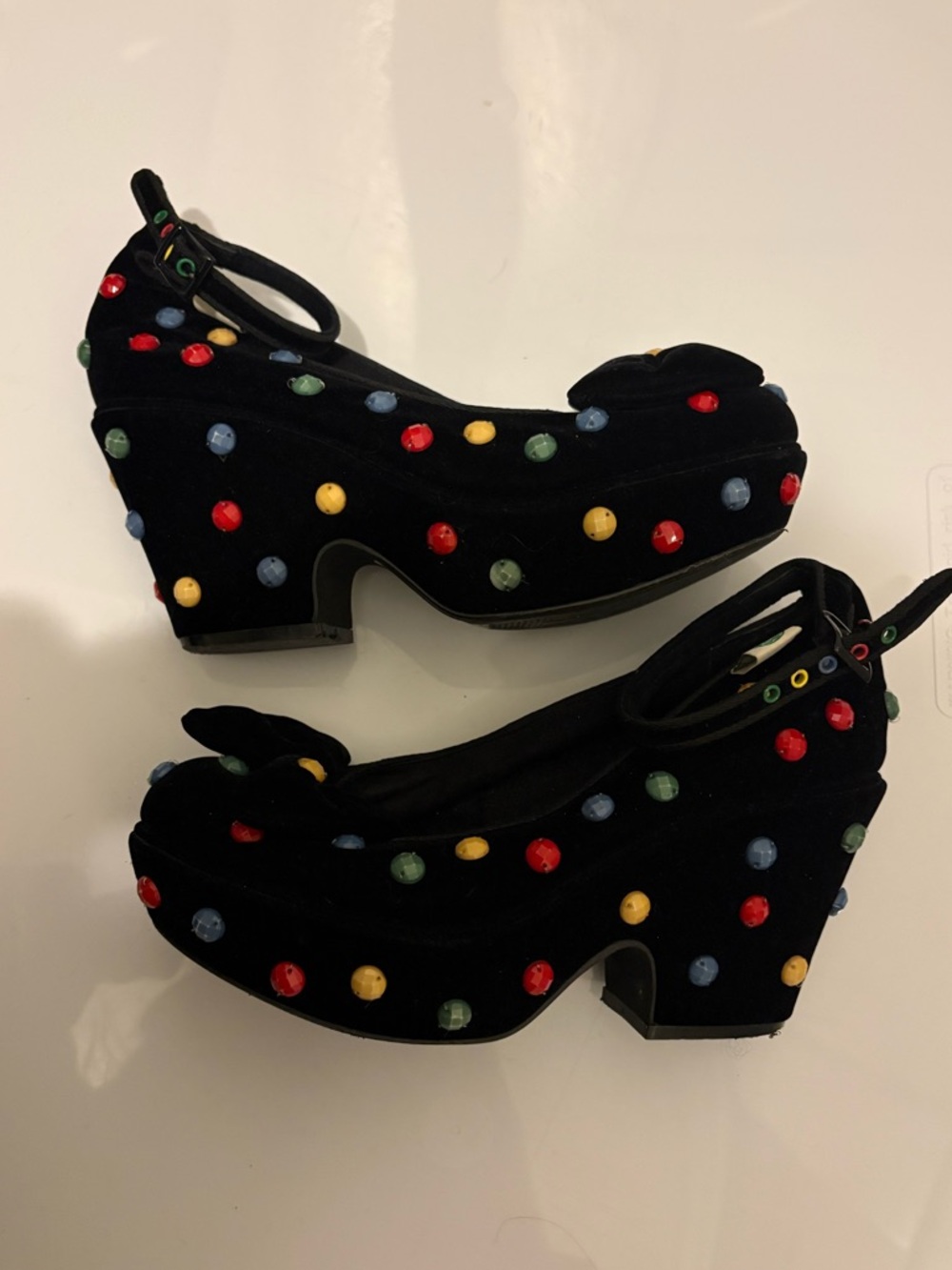 Miss L Fire velvet vintage repro chunky heels - size 38